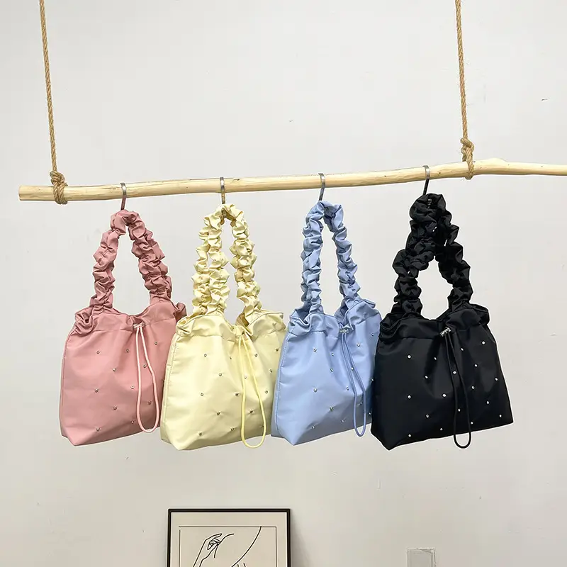 Black Ruffled Shoulder Bag for Women 2025