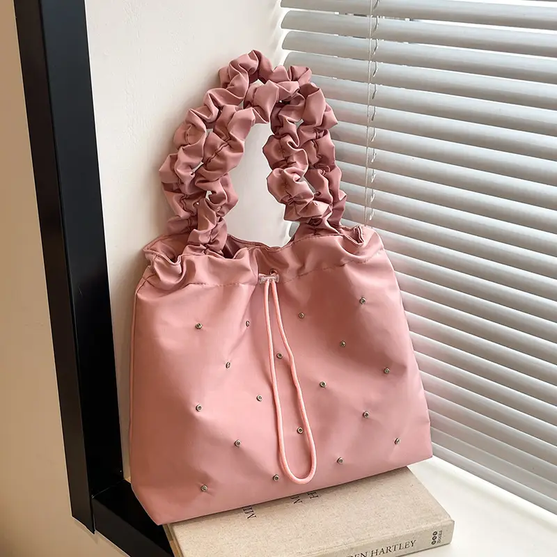 Black Ruffled Shoulder Bag for Women 2025