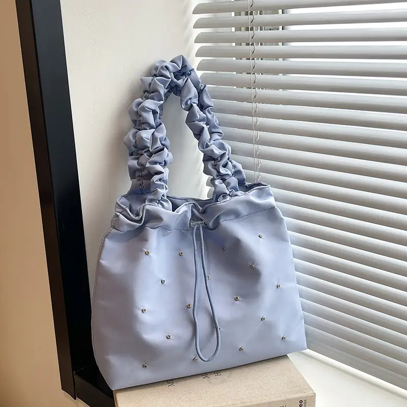 Black Ruffled Shoulder Bag for Women 2025