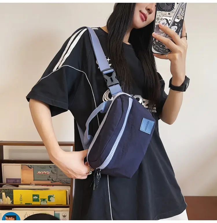 Men's Navy Blue High-End Crossbody Bag with Zipper Closure — feature 28