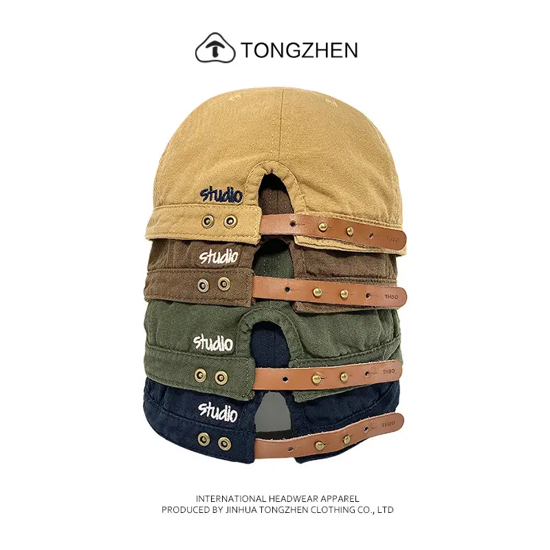 Men's Navy Blue Short-Brimmed Cap with Logo — feature 3