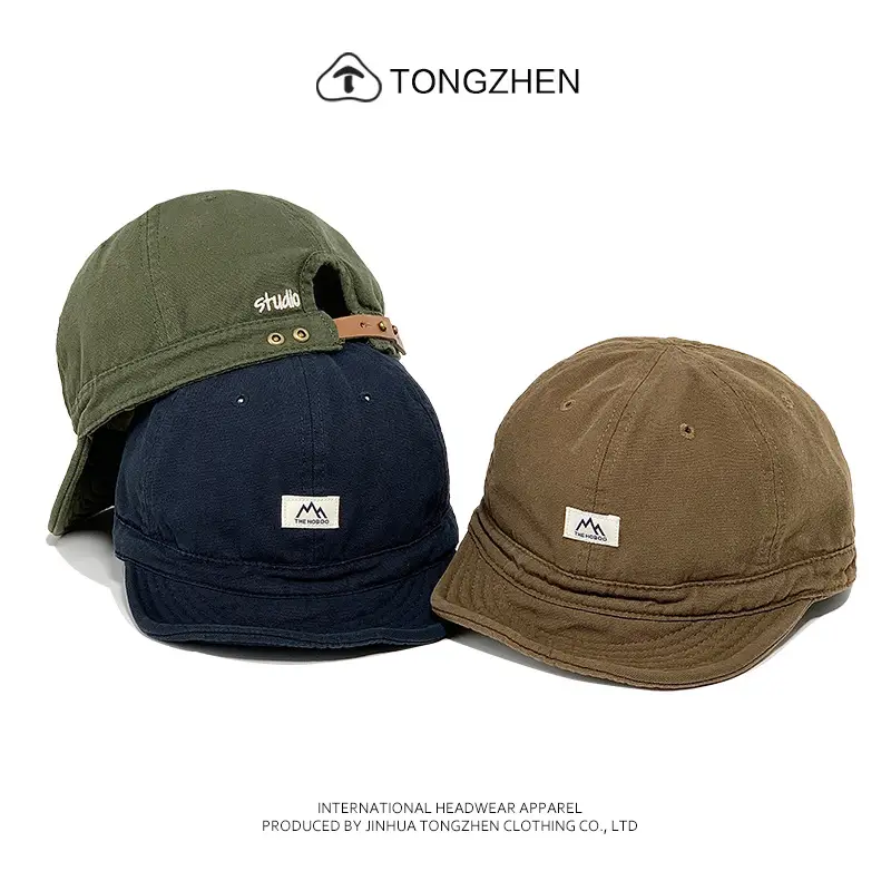 Men's Navy Blue Short-Brimmed Cap with Logo — feature 4