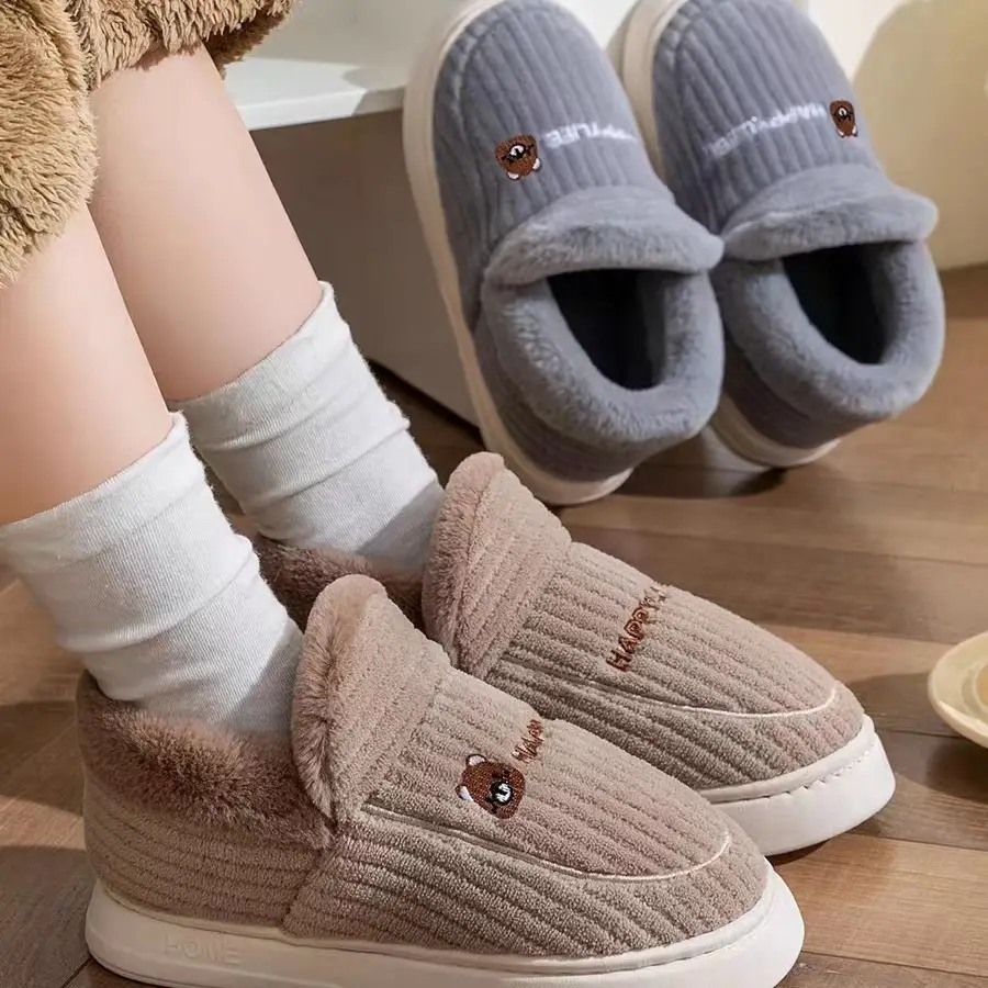 2024 Winter Closed-Back Cotton Slippers for Women and Couples, Indoor Warm Non-Slip Shoes for Men, Thickened and Warm - Image 8