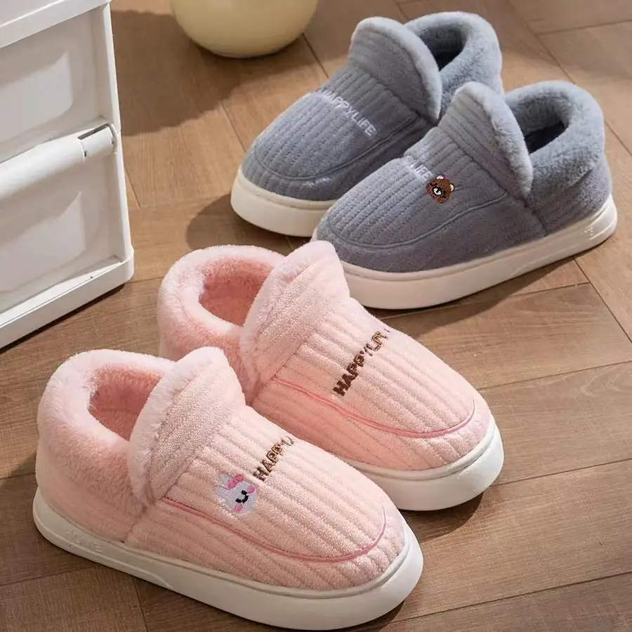 2024 Winter Closed-Back Cotton Slippers for Women and Couples, Indoor Warm Non-Slip Shoes for Men, Thickened and Warm - Image 9