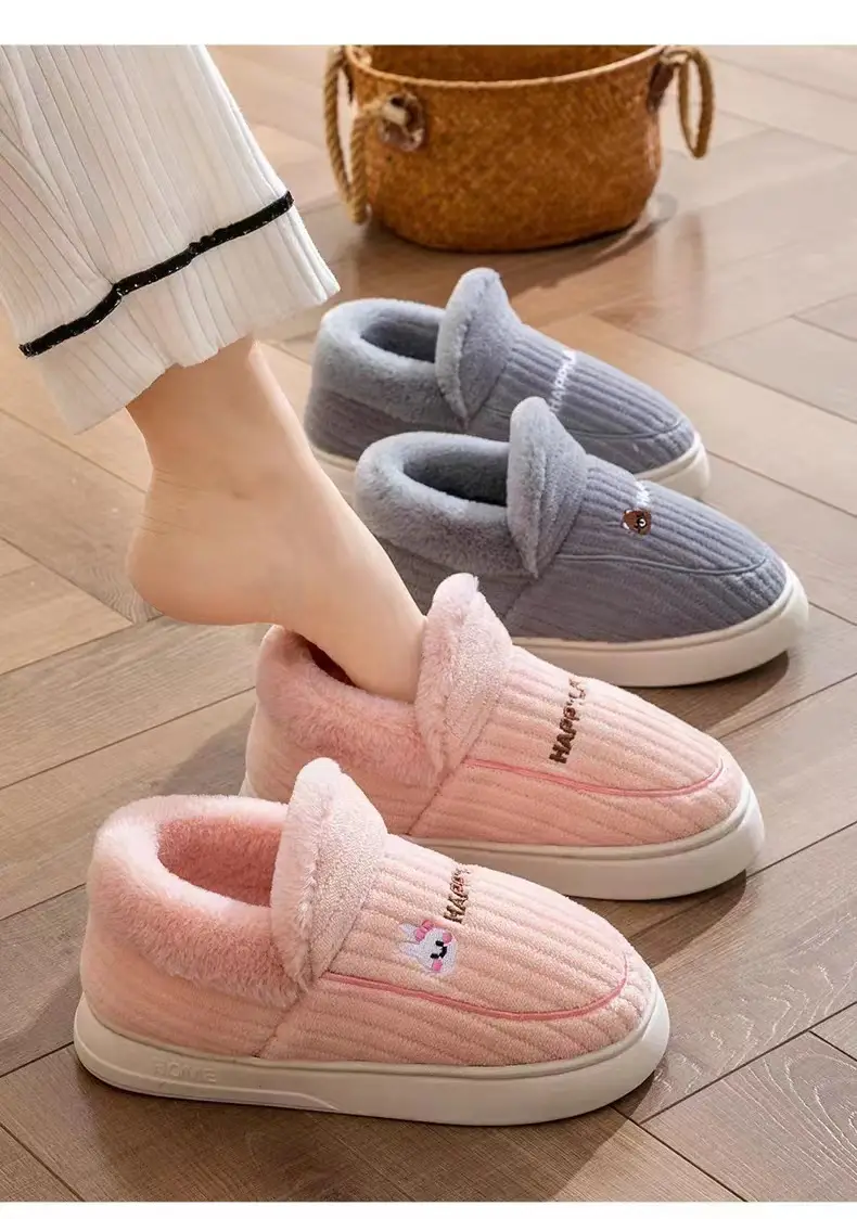 2024 Winter Closed-Back Cotton Slippers for Women and Couples, Indoor Warm Non-Slip Shoes for Men, Thickened and Warm — feature 14