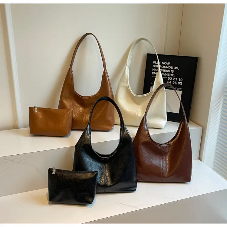 Meilade Women's Black Metallic Tote Bag Set Large Capacity — feature 1