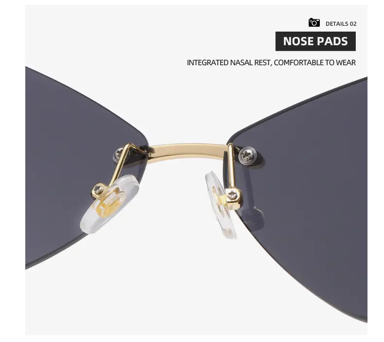 New Y2K Miaojia Rimless Sunglasses Brown Curved — feature 23
