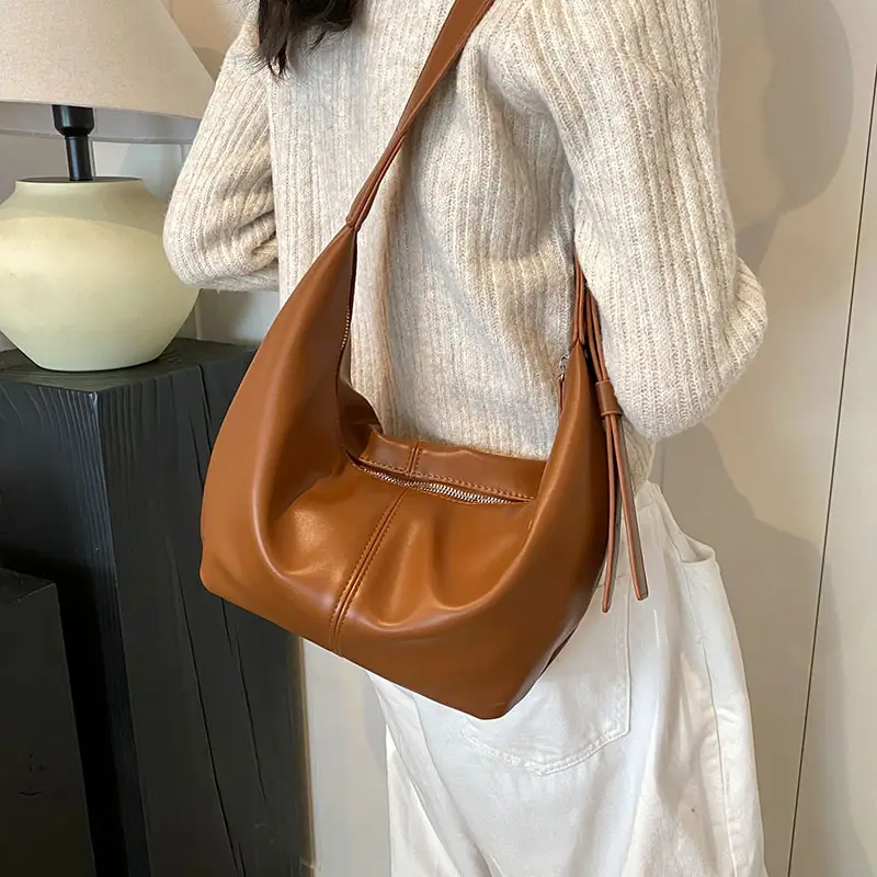 Korean Style Lazy Style Shoulder Bag Large Capacity Tan - Image 6