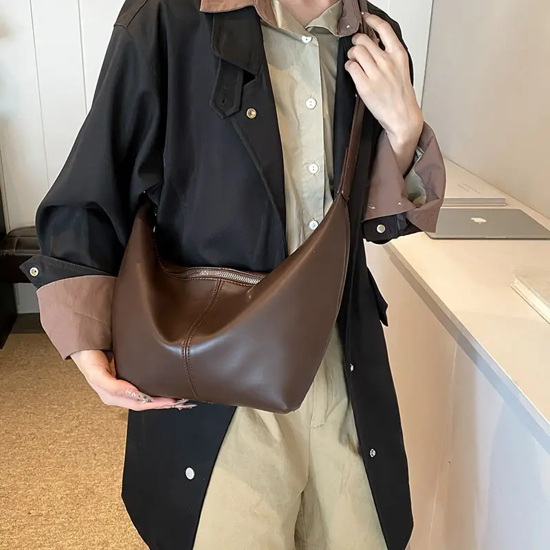 Korean Style Lazy Style Shoulder Bag Large Capacity Tan - Image 7