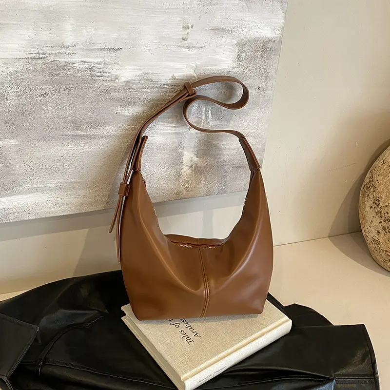 Korean Style Lazy Style Shoulder Bag Large Capacity Tan - Image 3