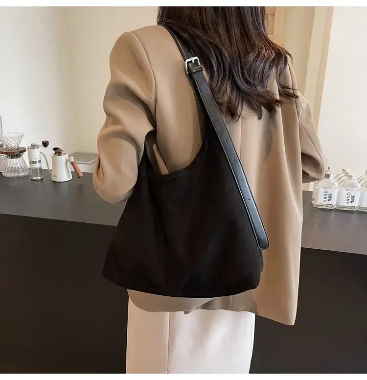 Brown Velvet Shoulder Bag with Matching Tote & Crossbody Set — feature 29