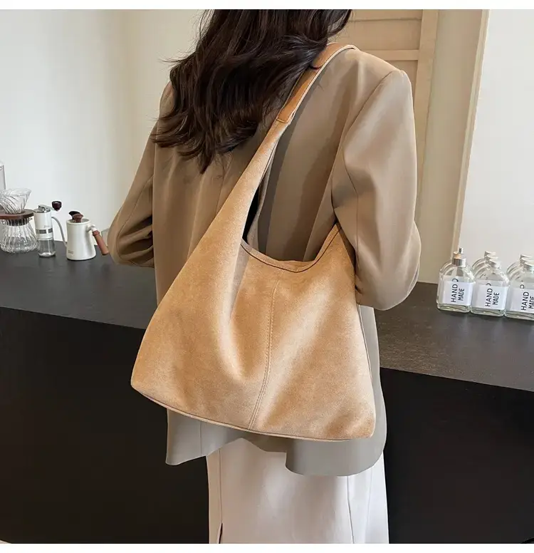 Brown Velvet Shoulder Bag with Matching Tote & Crossbody Set — feature 31