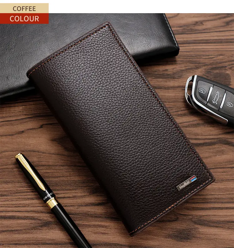 Men's Long Wallet Korean Style Pebbled Pattern Multi Card Slot — feature 11