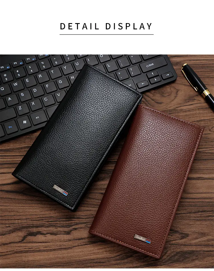 Men's Long Wallet Korean Style Pebbled Pattern Multi Card Slot — feature 12