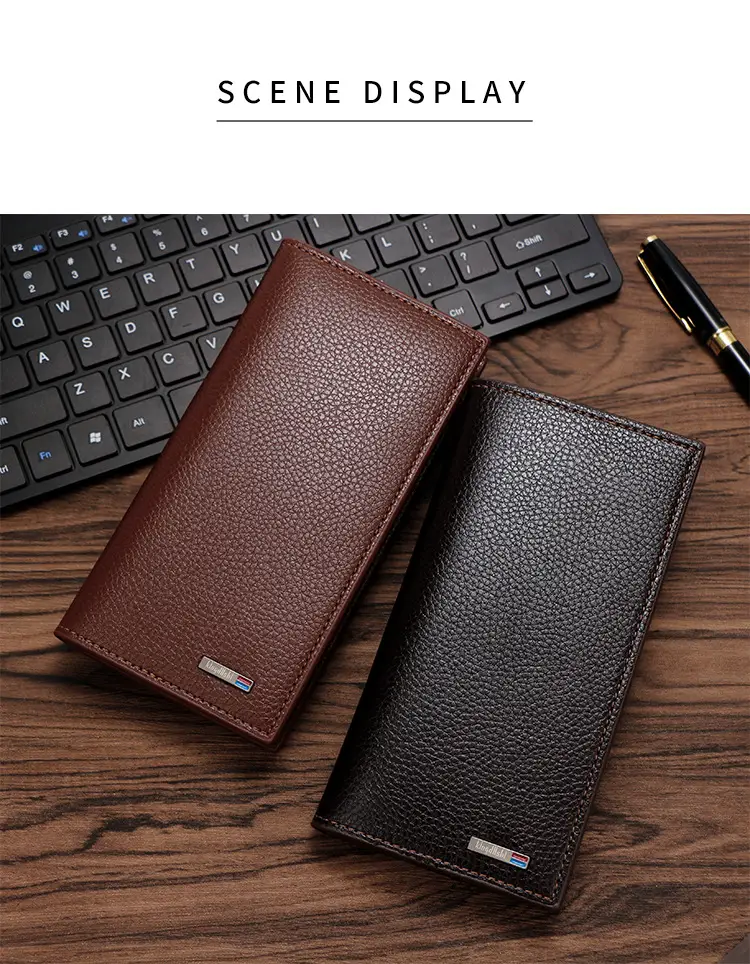 Men's Long Wallet Korean Style Pebbled Pattern Multi Card Slot — feature 14