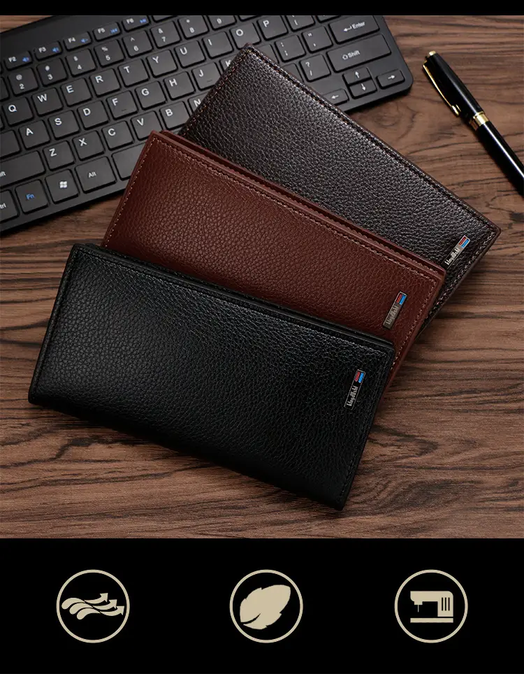 Men's Long Wallet Korean Style Pebbled Pattern Multi Card Slot — feature 2