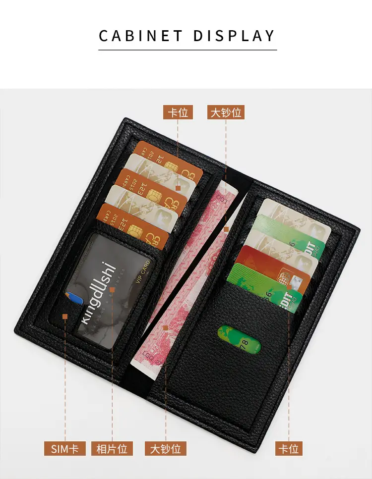 Men's Long Wallet Korean Style Pebbled Pattern Multi Card Slot — feature 4