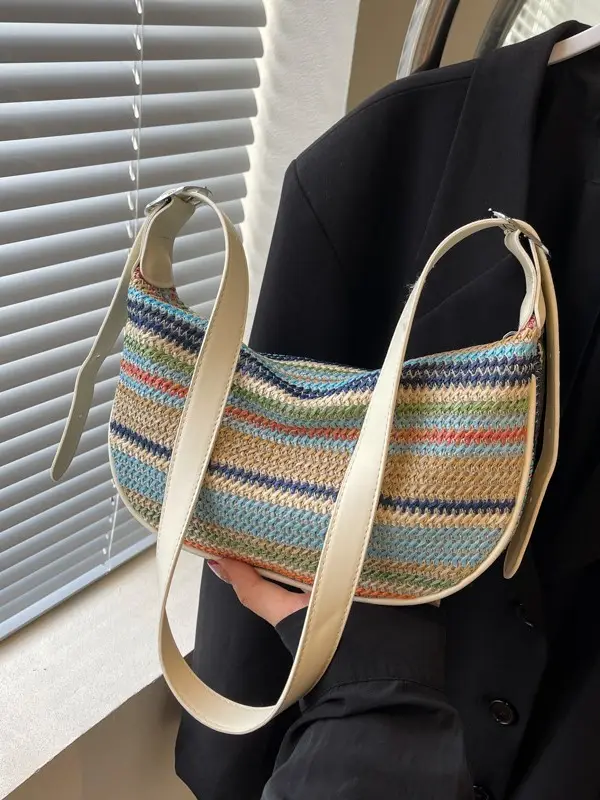 Rainbow Woven Crossbody Bag for Women - Image 8