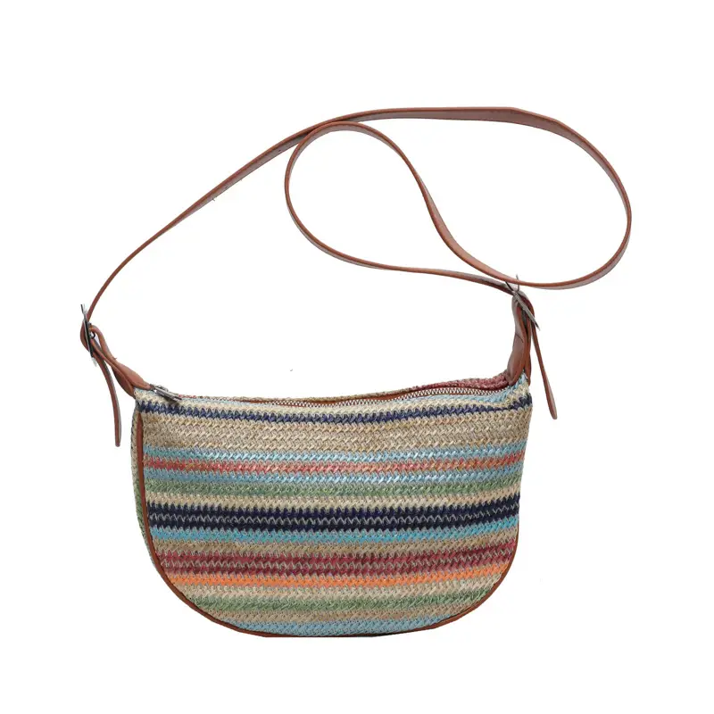 Rainbow Woven Crossbody Bag for Women - Image 3