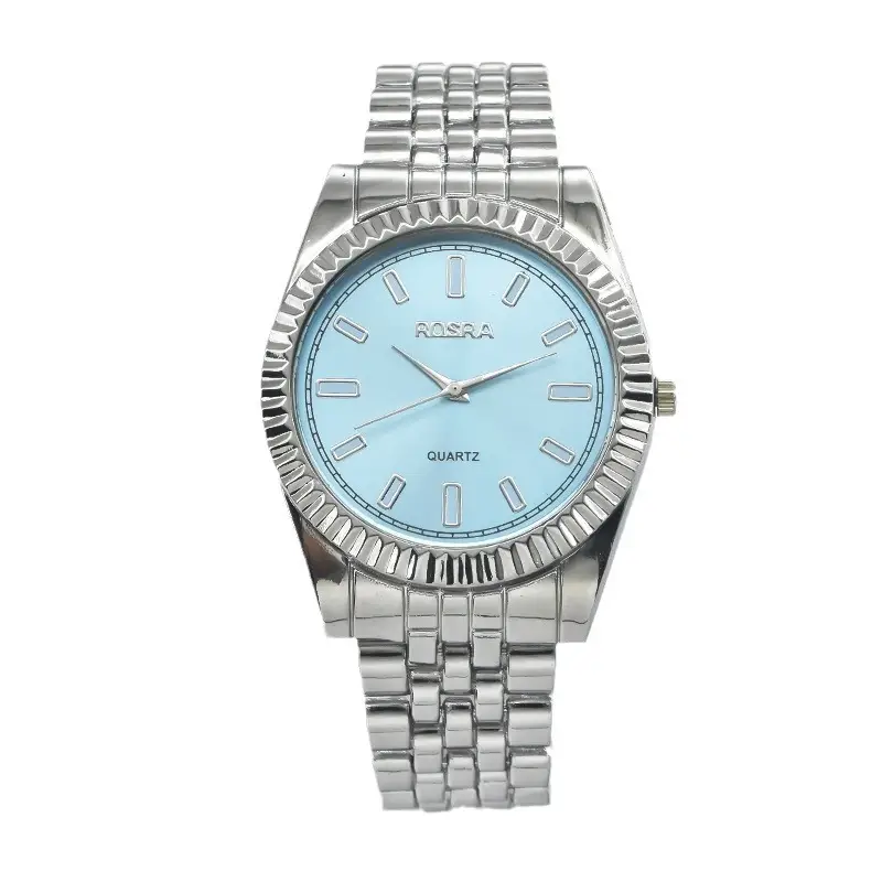 Men Women Steel Band Quartz Watch Light Blue Dial - Image 21