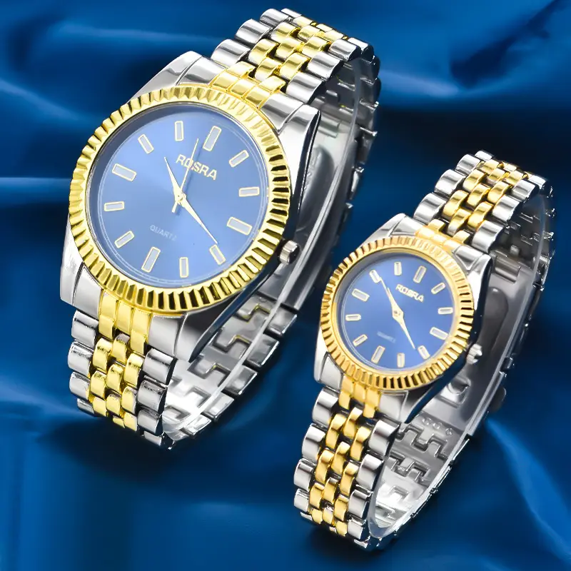 Men Women Steel Band Quartz Watch Light Blue Dial — feature 23