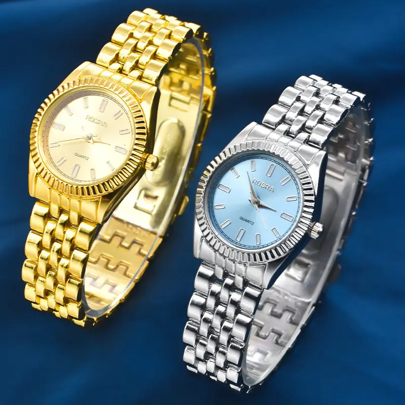 Men Women Steel Band Quartz Watch Light Blue Dial — feature 5