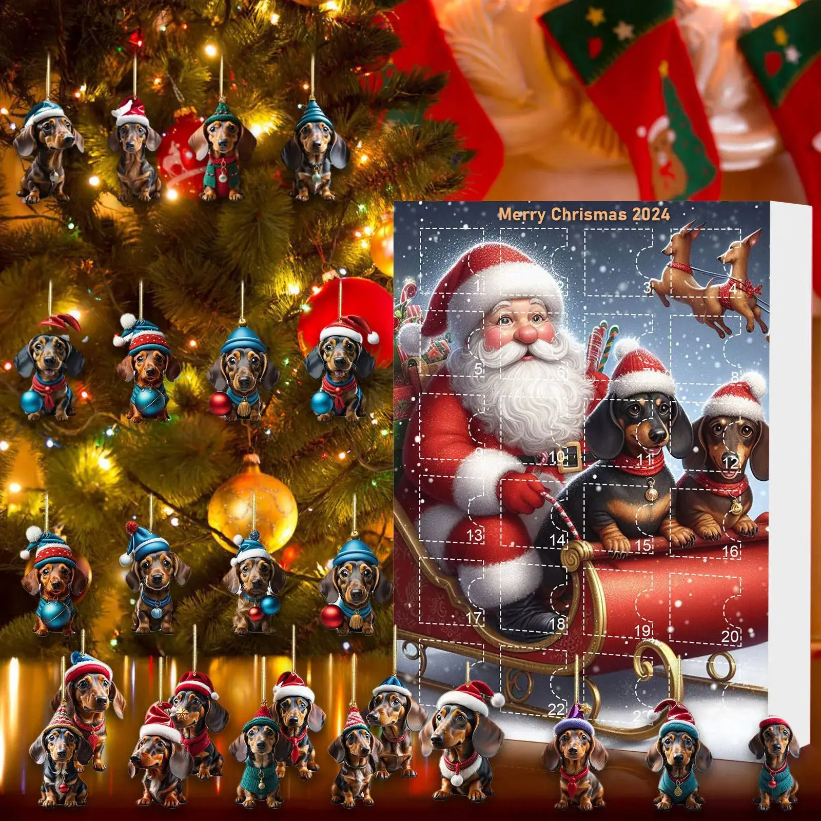 2024 Christmas Countdown Dachshund Pendant Gift Box Blind Box - Image 7