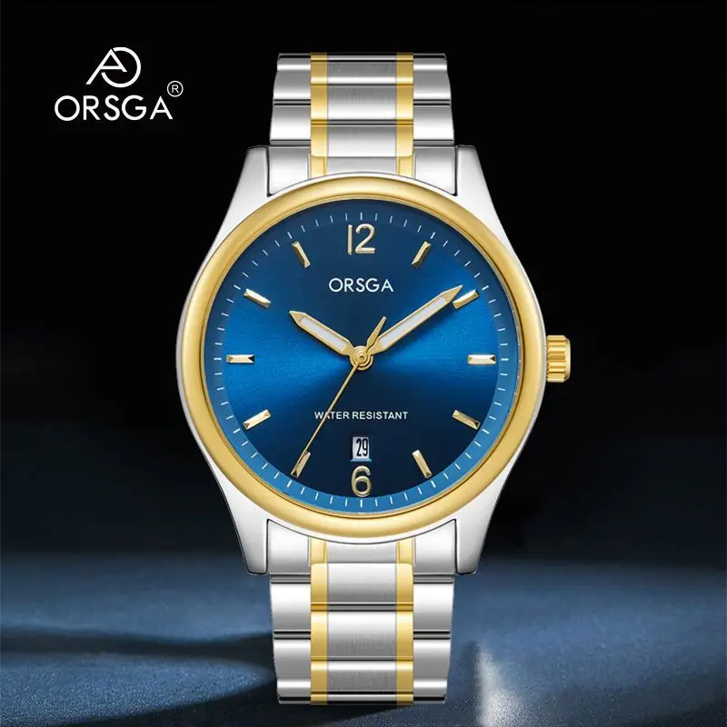 ORSGA Fashion Men's Calendar Quartz Watch Gold Silver Black - Image 16