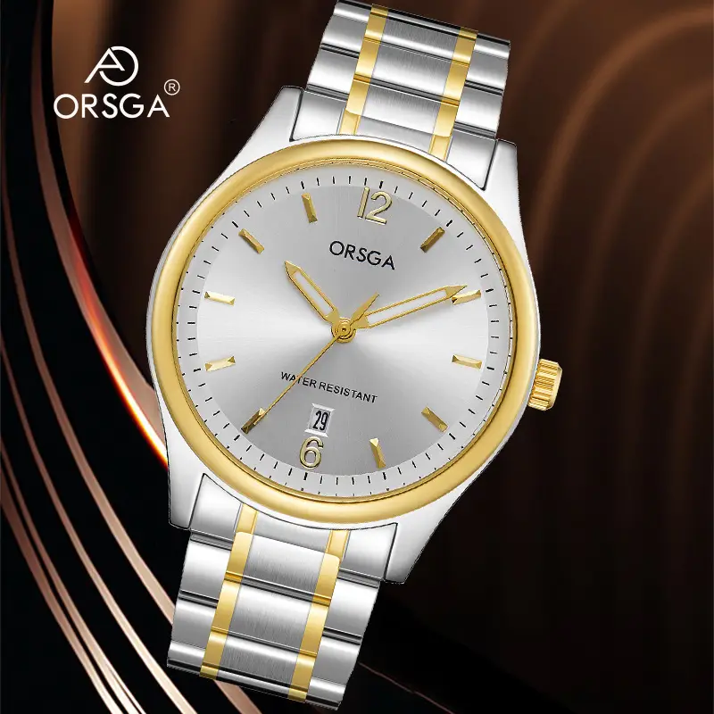 ORSGA Fashion Men's Calendar Quartz Watch Gold Silver Black - Image 18