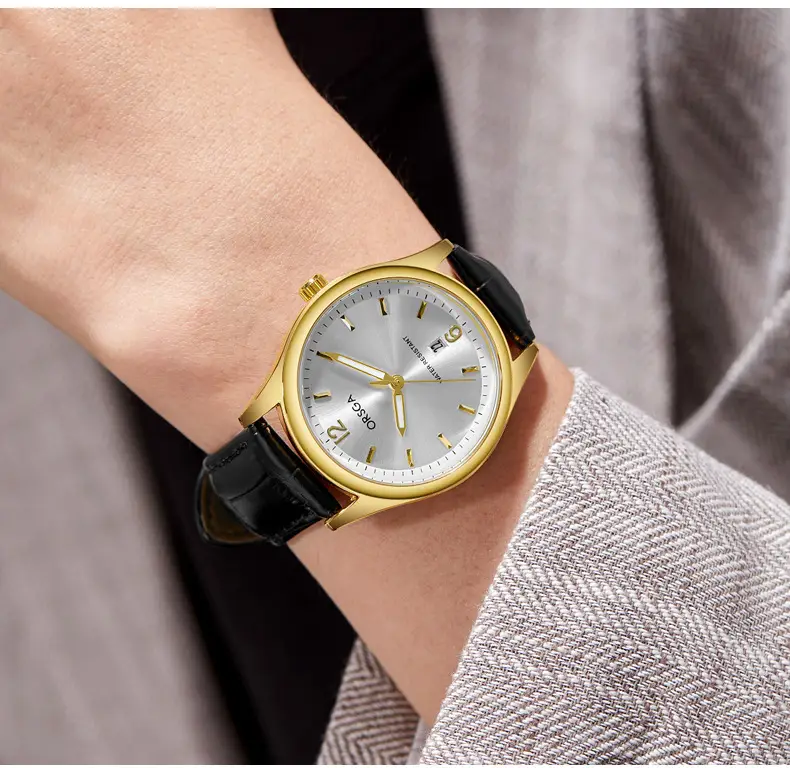 ORSGA Fashion Men's Calendar Quartz Watch Gold Silver Black — feature 13