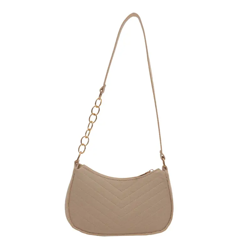 Women's Blue Felt Shoulder Bag with Pom Pom - Image 10