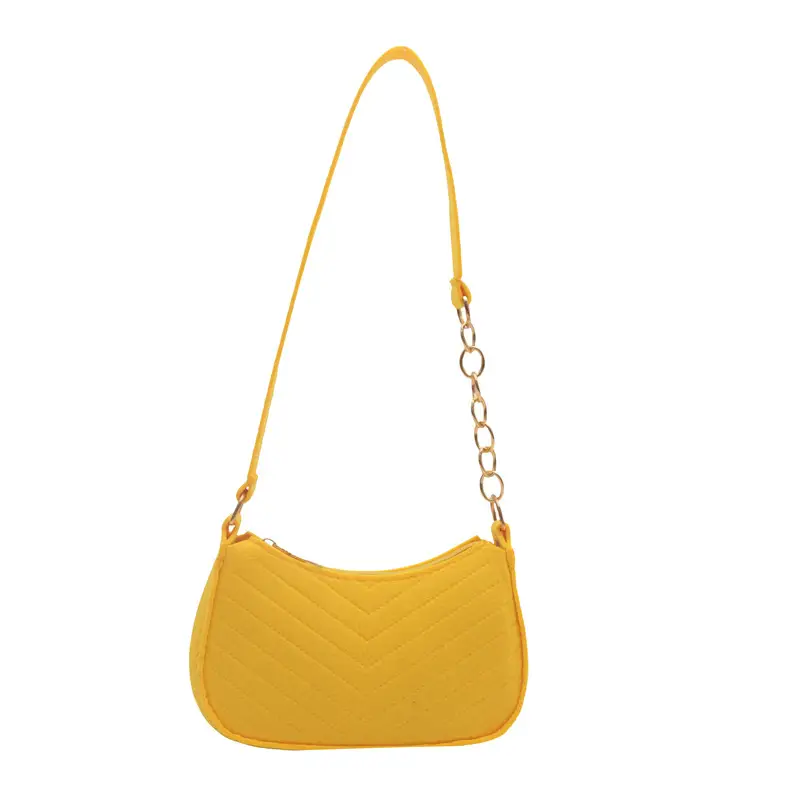 Women's Blue Felt Shoulder Bag with Pom Pom - Image 9