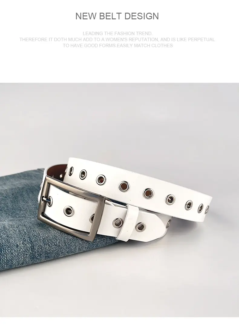Women's European & American Punk Hollow Rivet Belt Real Cowhide — feature 10