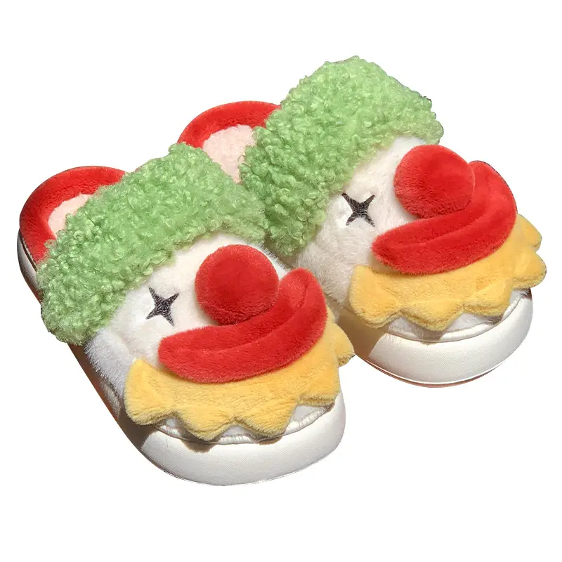 Cross-border Halloween Funny Clown Slippers Women's Winter Warm Non-slip Santa Claus Pumpkin Unicorn Cotton Slippers