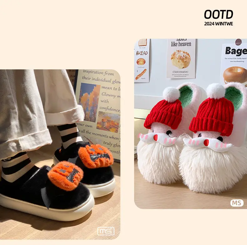 Cross-border Halloween Funny Clown Slippers Women's Winter Warm Non-slip Santa Claus Pumpkin Unicorn Cotton Slippers — feature 6