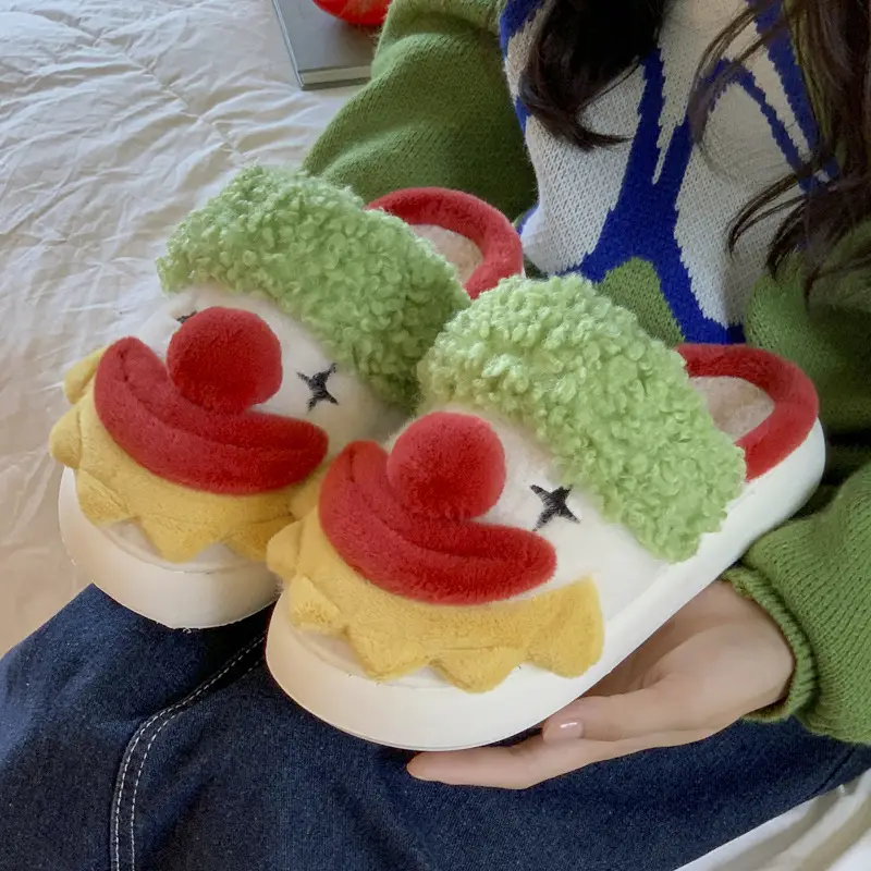 Cross-border Halloween Funny Clown Slippers Women's Winter Warm Non-slip Santa Claus Pumpkin Unicorn Cotton Slippers