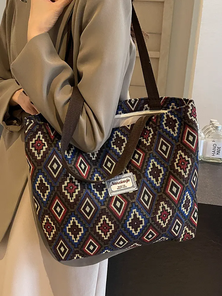 Women Retro Patterned Canvas Shoulder Crossbody Bag 2024 - Image 15