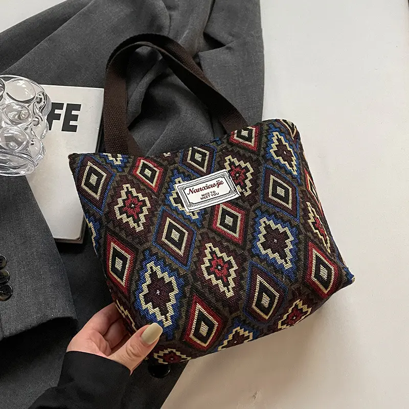Women Retro Patterned Canvas Shoulder Crossbody Bag 2024 - Image 10
