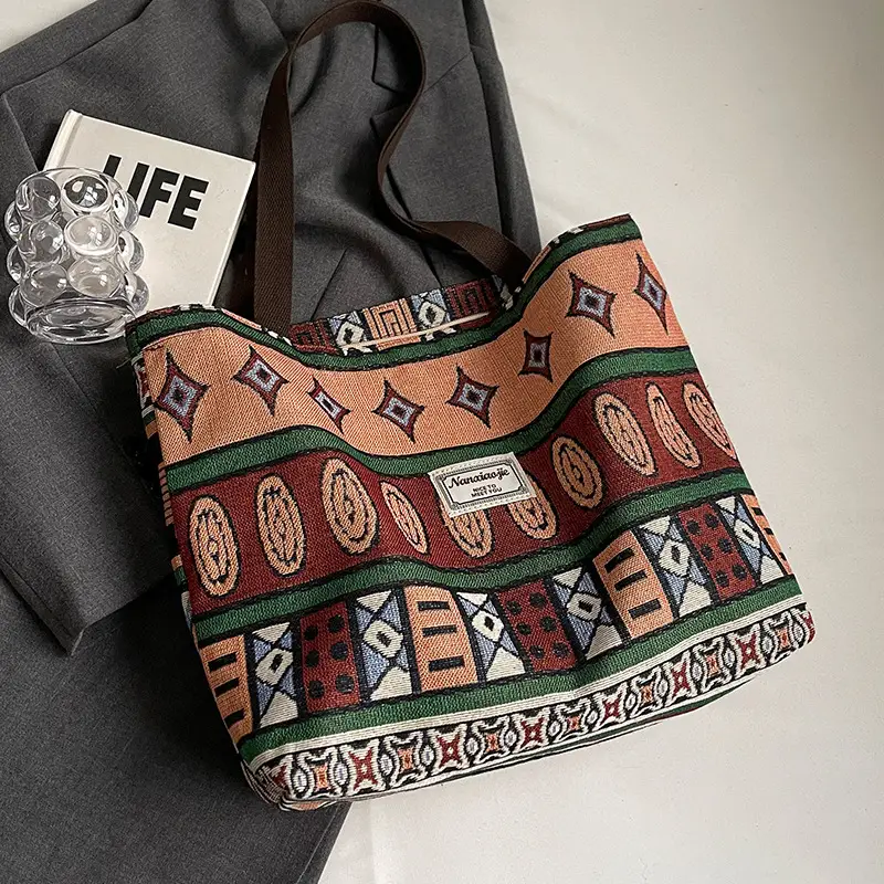 Women Retro Patterned Canvas Shoulder Crossbody Bag 2024 - Image 2