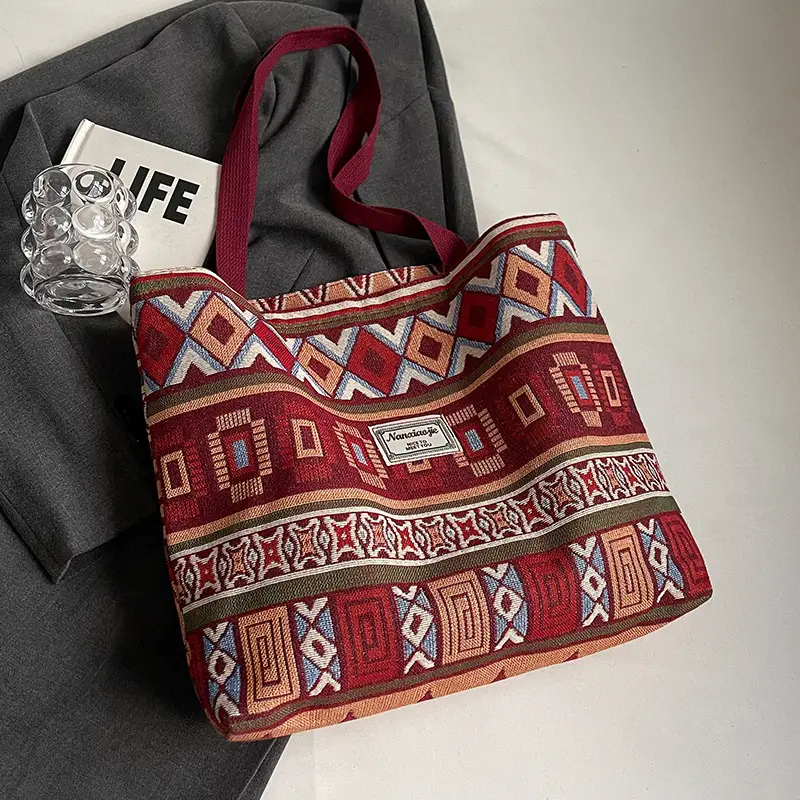 Women Retro Patterned Canvas Shoulder Crossbody Bag 2024 - Image 5