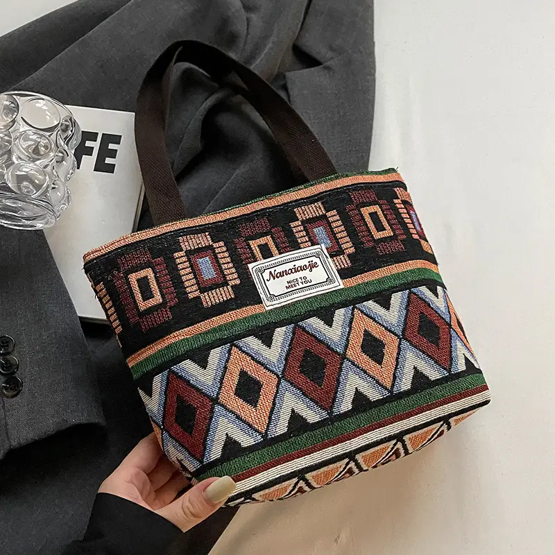 Women Retro Patterned Canvas Shoulder Crossbody Bag 2024 - Image 8