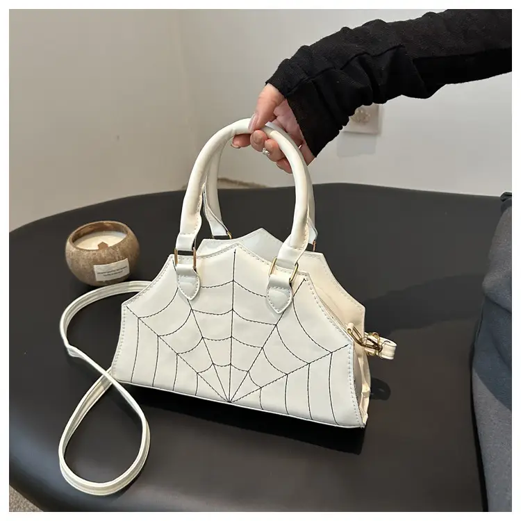 Spider Web Handbag Brown Embroidered Shoulder Crossbody - Image 4