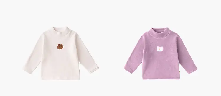 Dudu Jia Kids Pink Fleece Half-High Collar T-Shirt — feature 10
