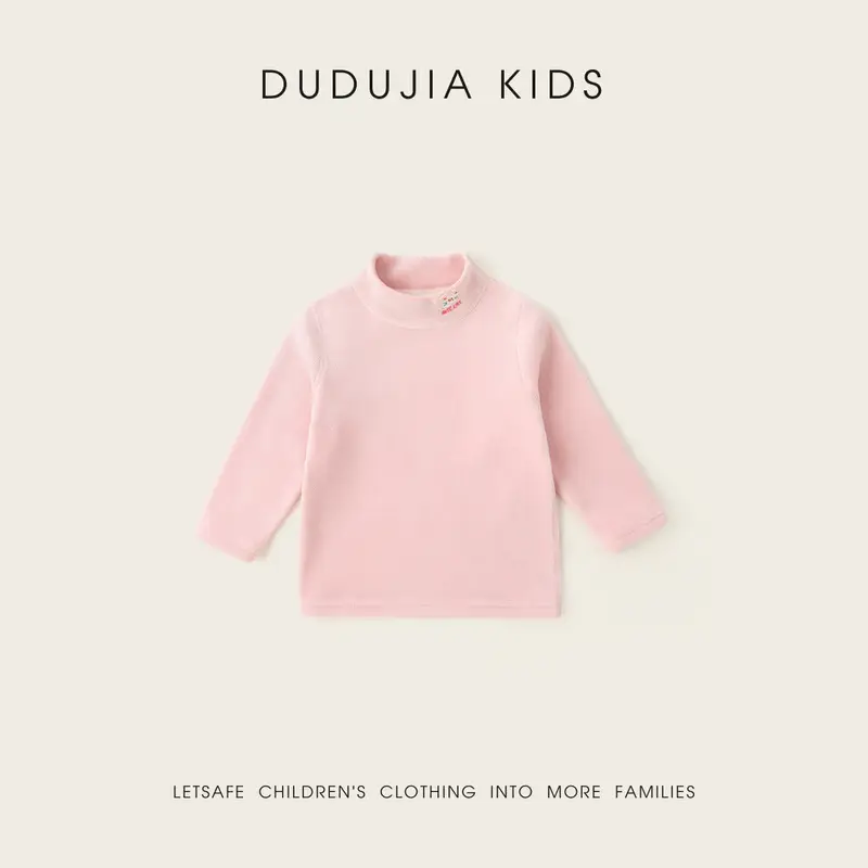 Dudu Jia Kids Pink Fleece Half-High Collar T-Shirt - Image 8