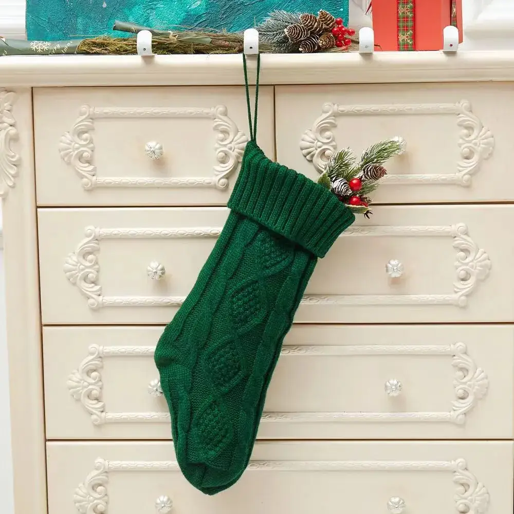 2024 Red Knitted Christmas Stocking 46cm Cross Border - Image 3
