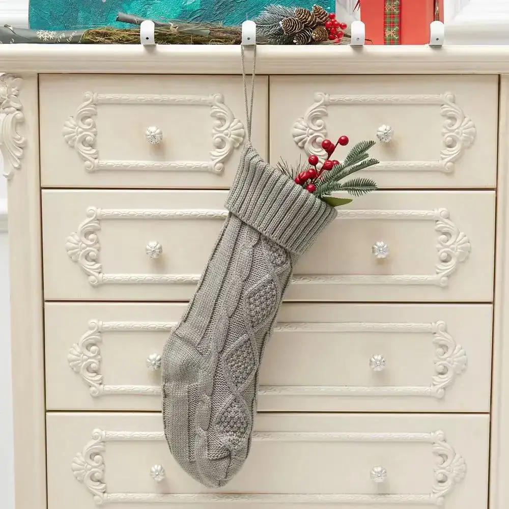 2024 Red Knitted Christmas Stocking 46cm Cross Border - Image 4