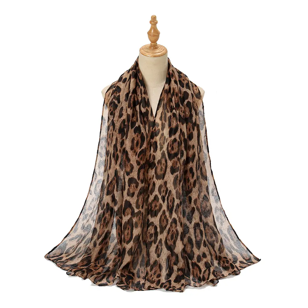 Leopard Print Women's Scarf Casual Travel Muslim Turban - Image 6