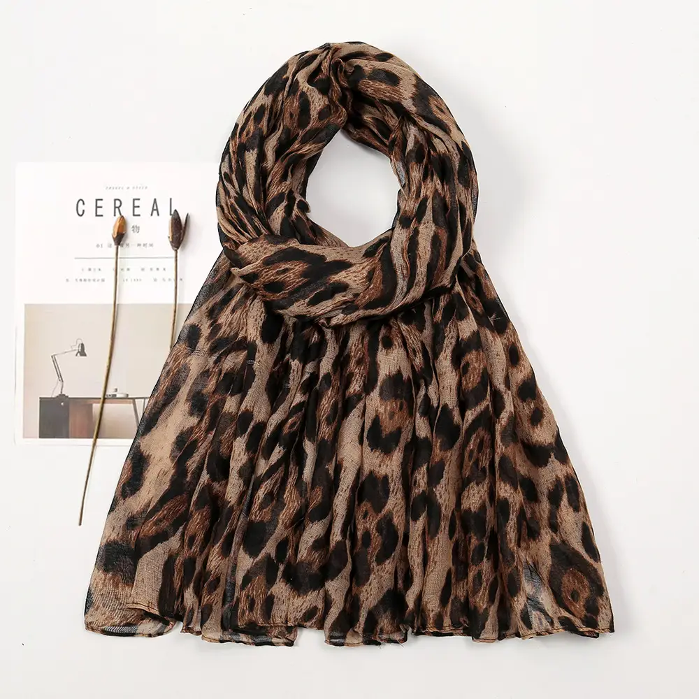 Leopard Print Women's Scarf Casual Travel Muslim Turban - Image 2