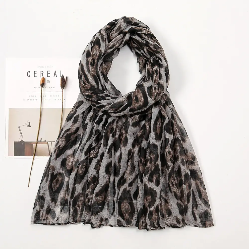 Leopard Print Women's Scarf Casual Travel Muslim Turban - Image 3