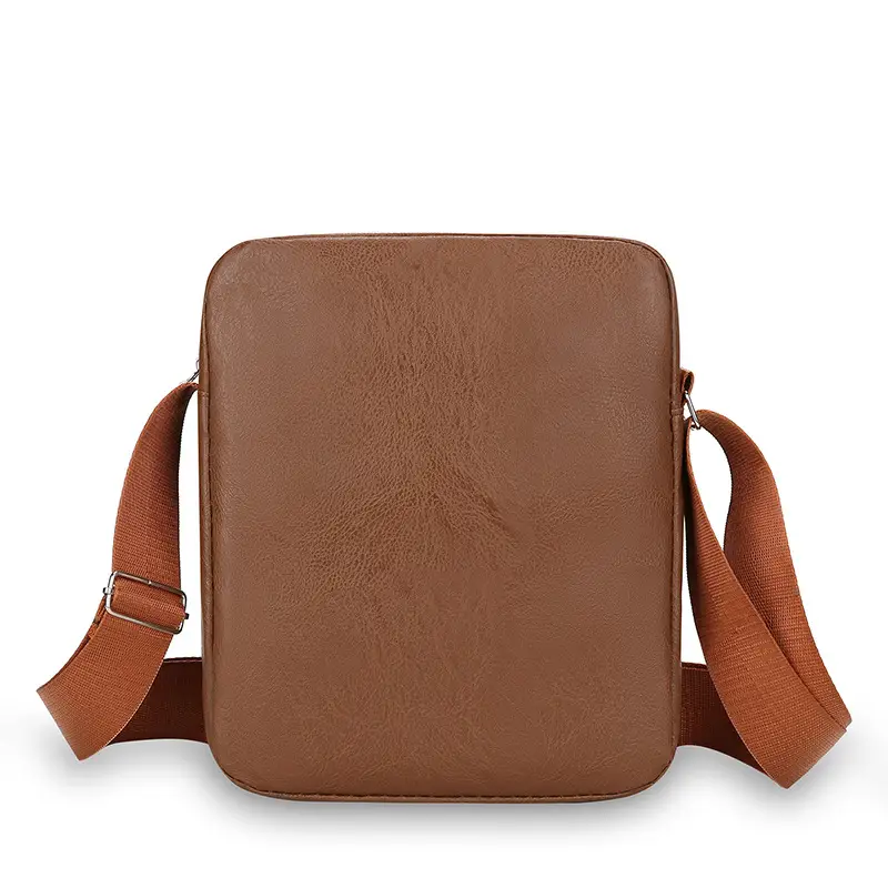 Men's Korean Style PU Leather Crossbody Bag Brown